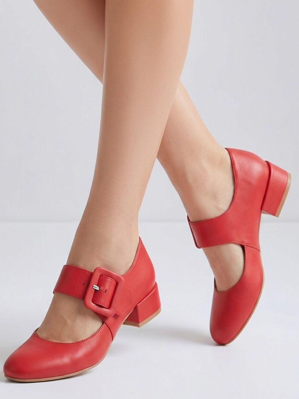 Corso Como Red Mary Jane Block Heel Pumps